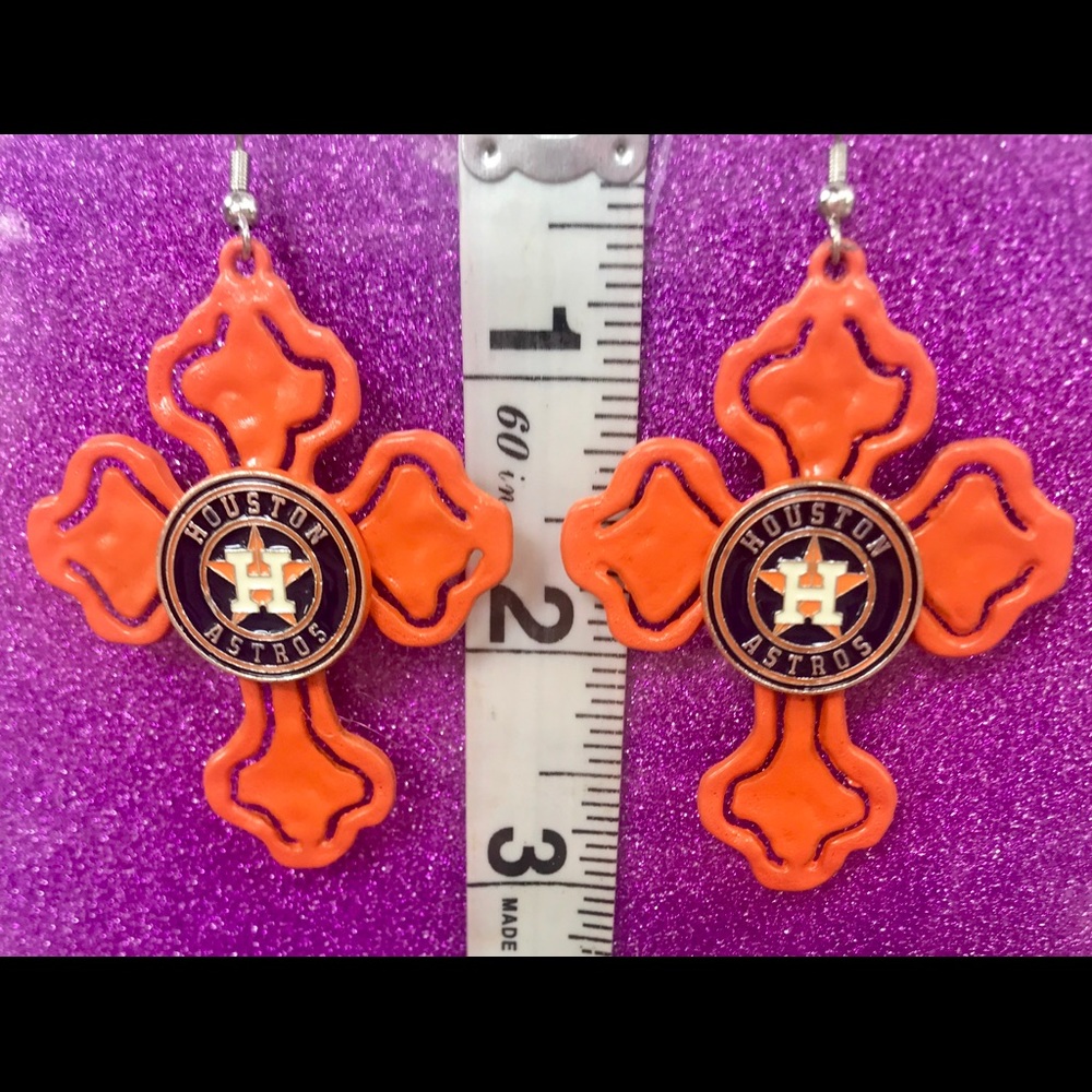 Cutout Cross Orange Houston Astros Earrings